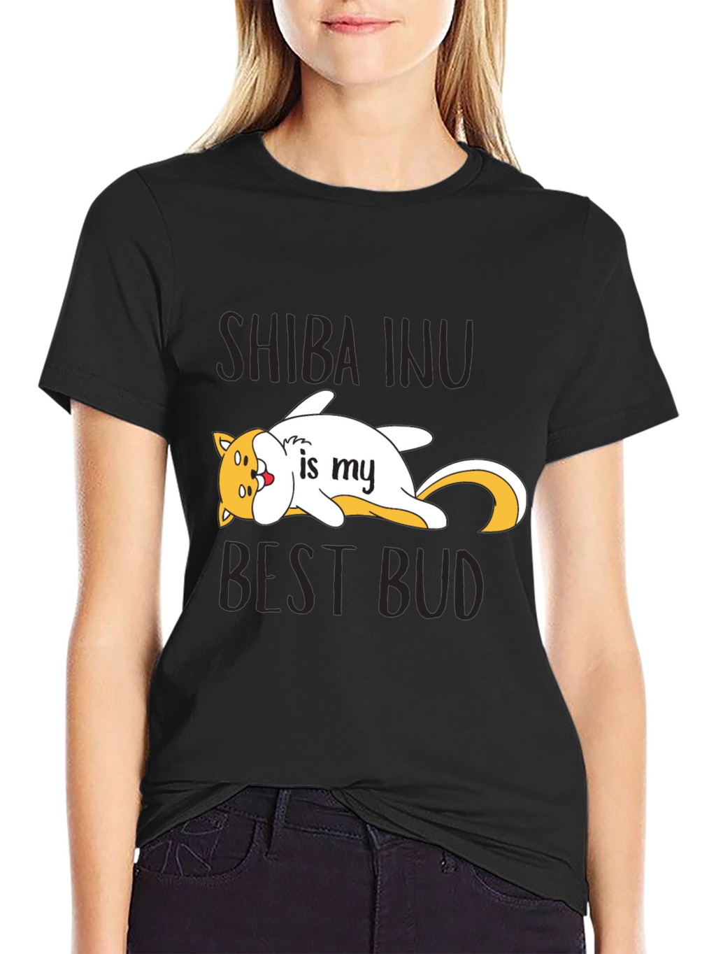 Shiba Inu Best Bud Black T-Shirt