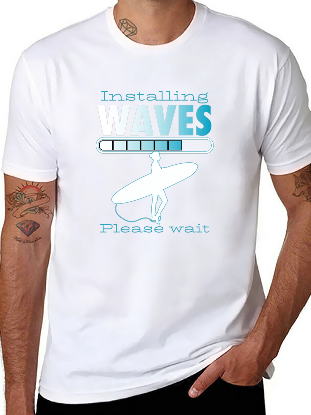 Installing Waves Graphic T-Shirt - Surfer Design