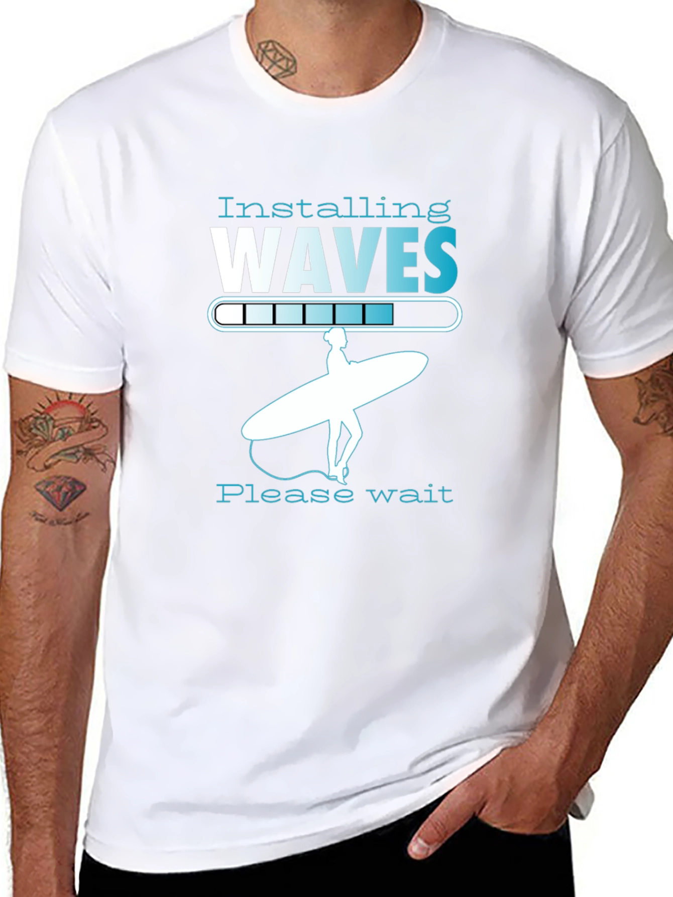 Installing Waves Graphic T-Shirt - Surfer Design