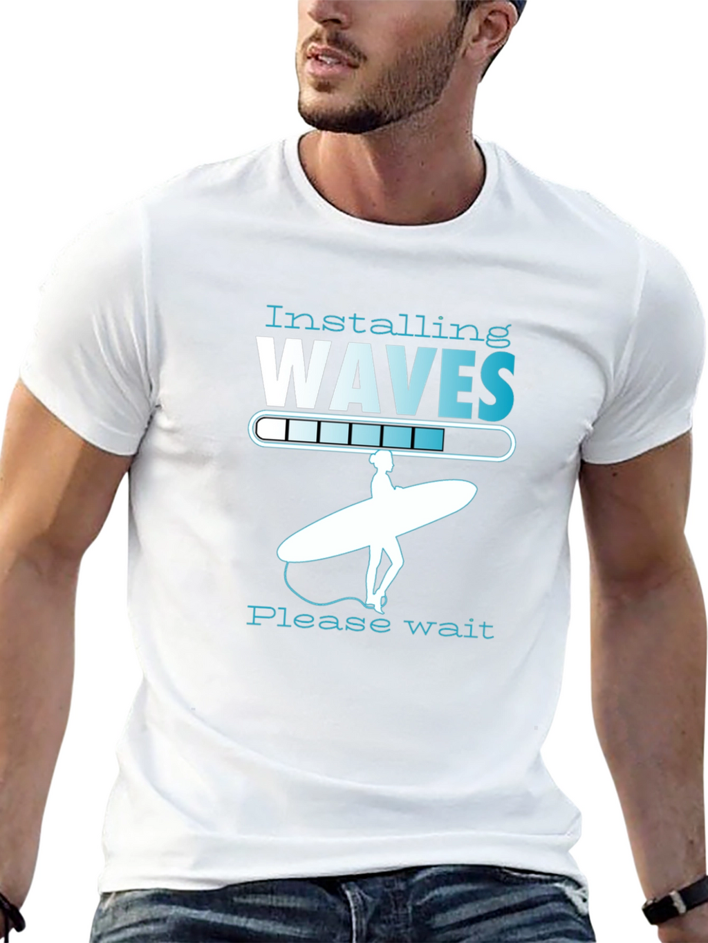 Installing Waves Graphic T-Shirt - Surfer Design