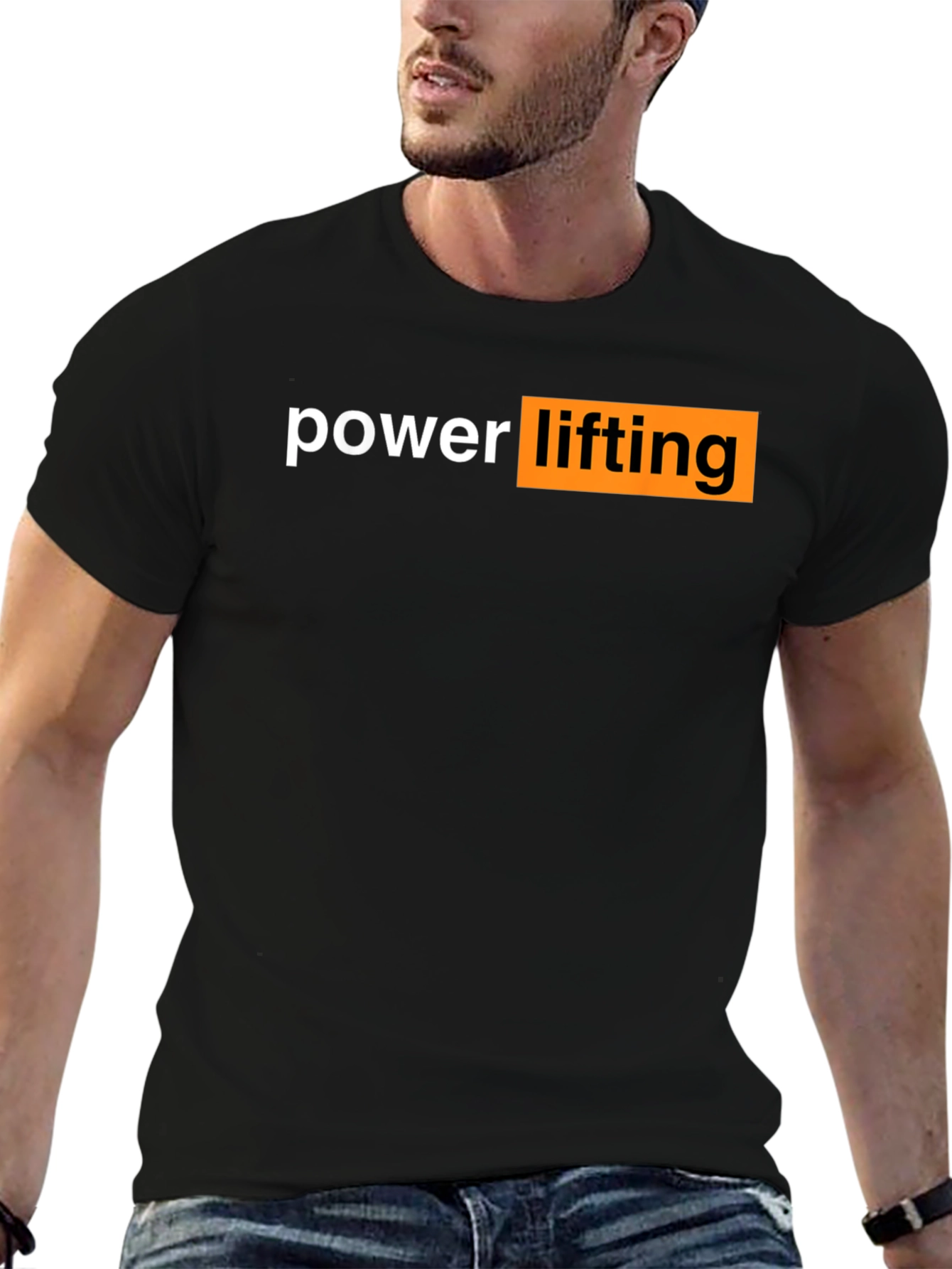 Powerlifting Graphic Tee - Black Cotton Gym Shirt