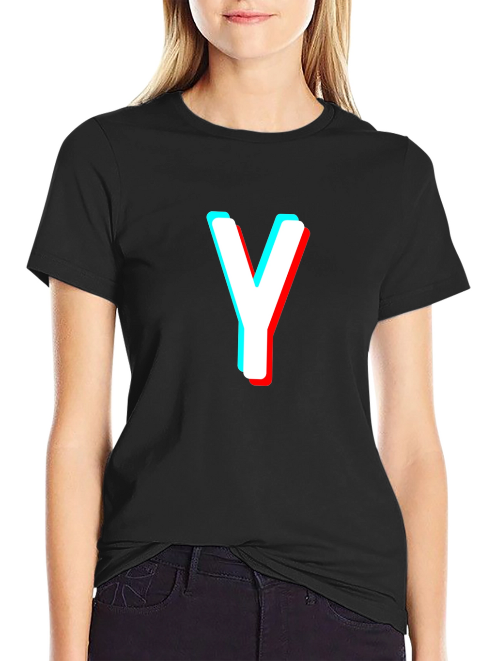 Letter Y Black T-Shirt - 3D Effect Graphic Tee