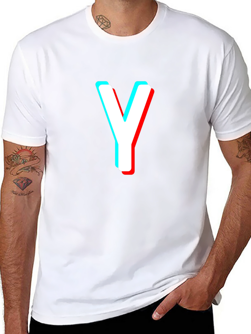 Letter Y Black T-Shirt - 3D Effect Graphic Tee