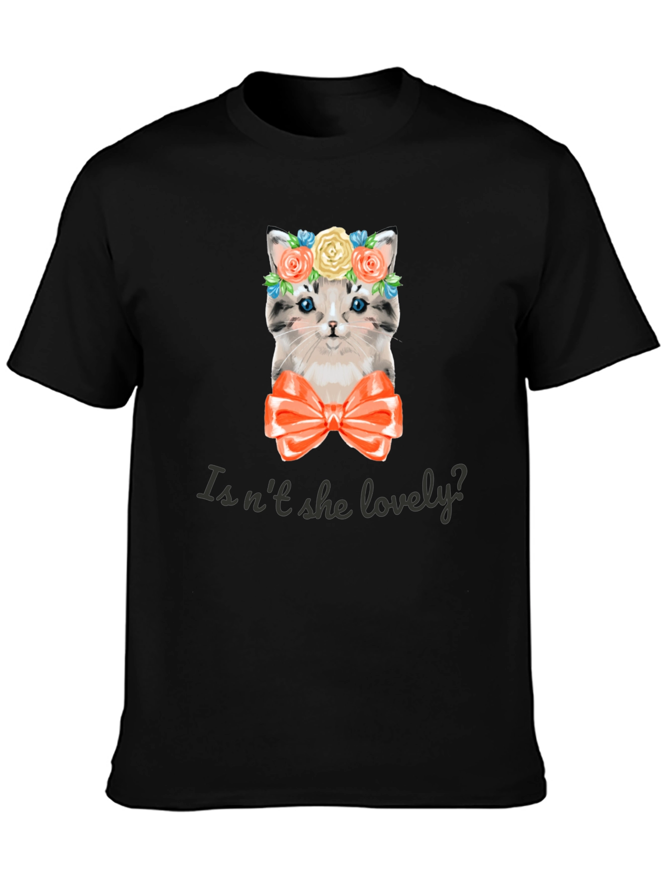 Cute Kitten Graphic Tee - Isnt She Lovely? Black T-Shirt