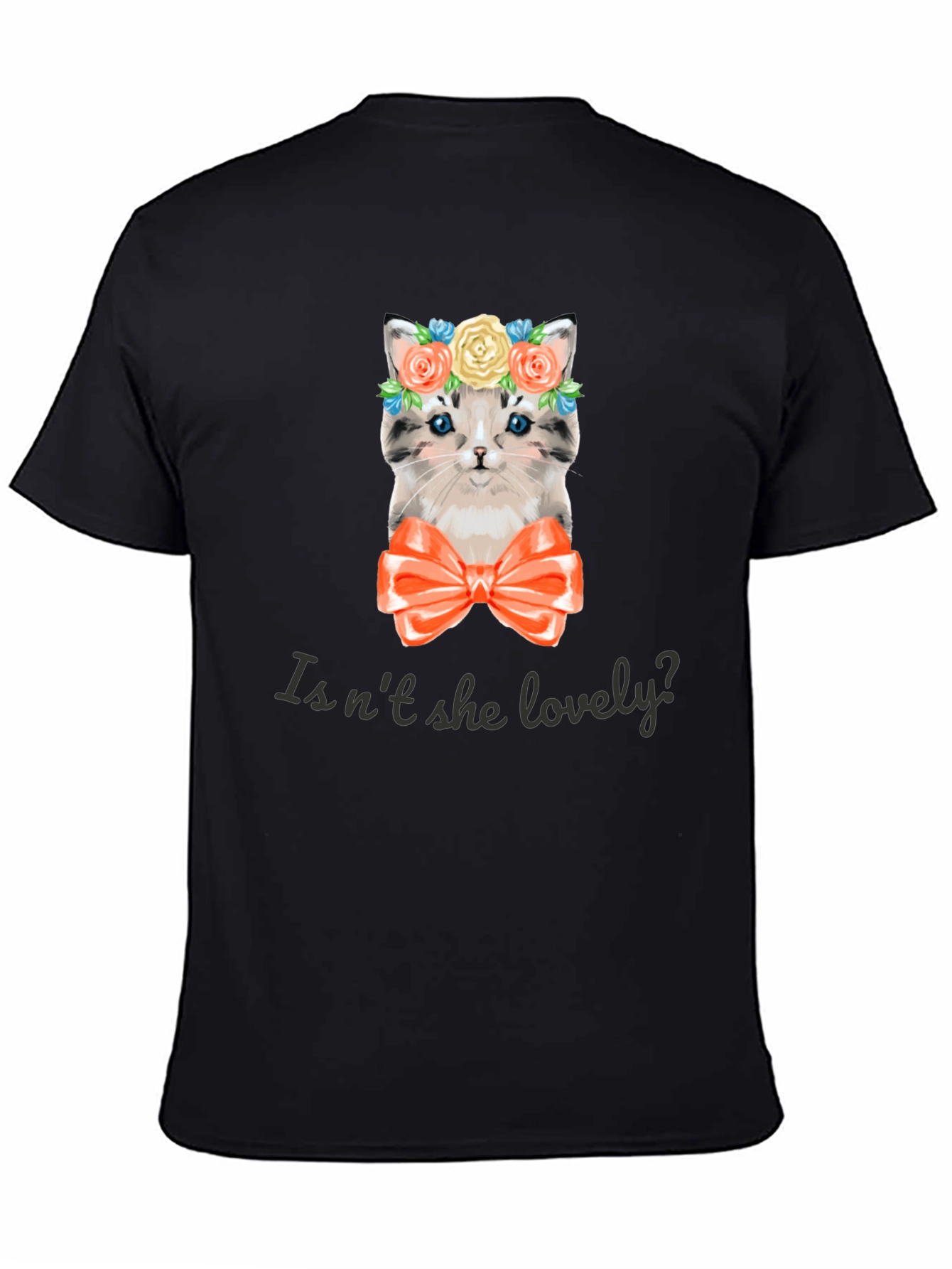 Cute Kitten Graphic Tee - Isnt She Lovely? Black T-Shirt