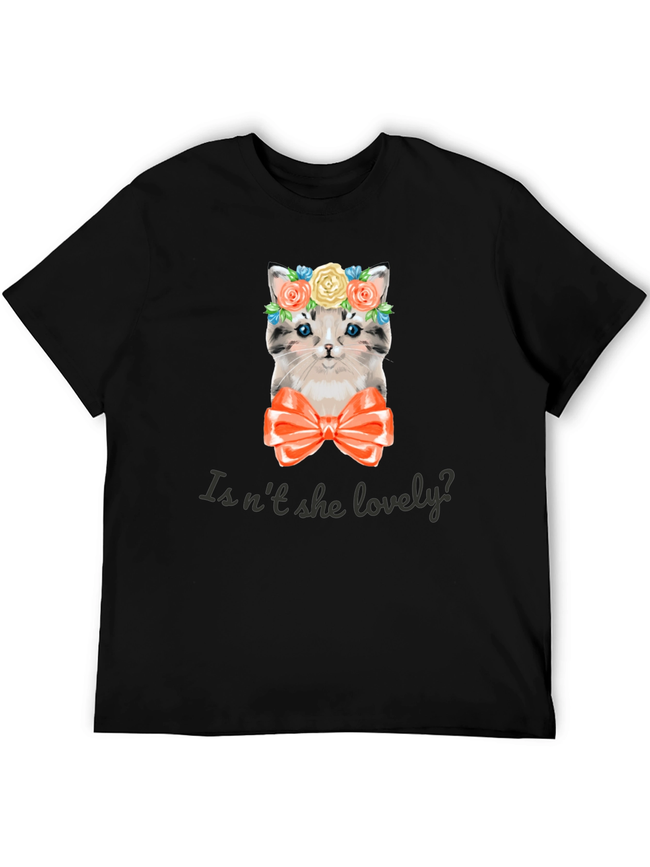 Cute Kitten Graphic Tee - Isnt She Lovely? Black T-Shirt