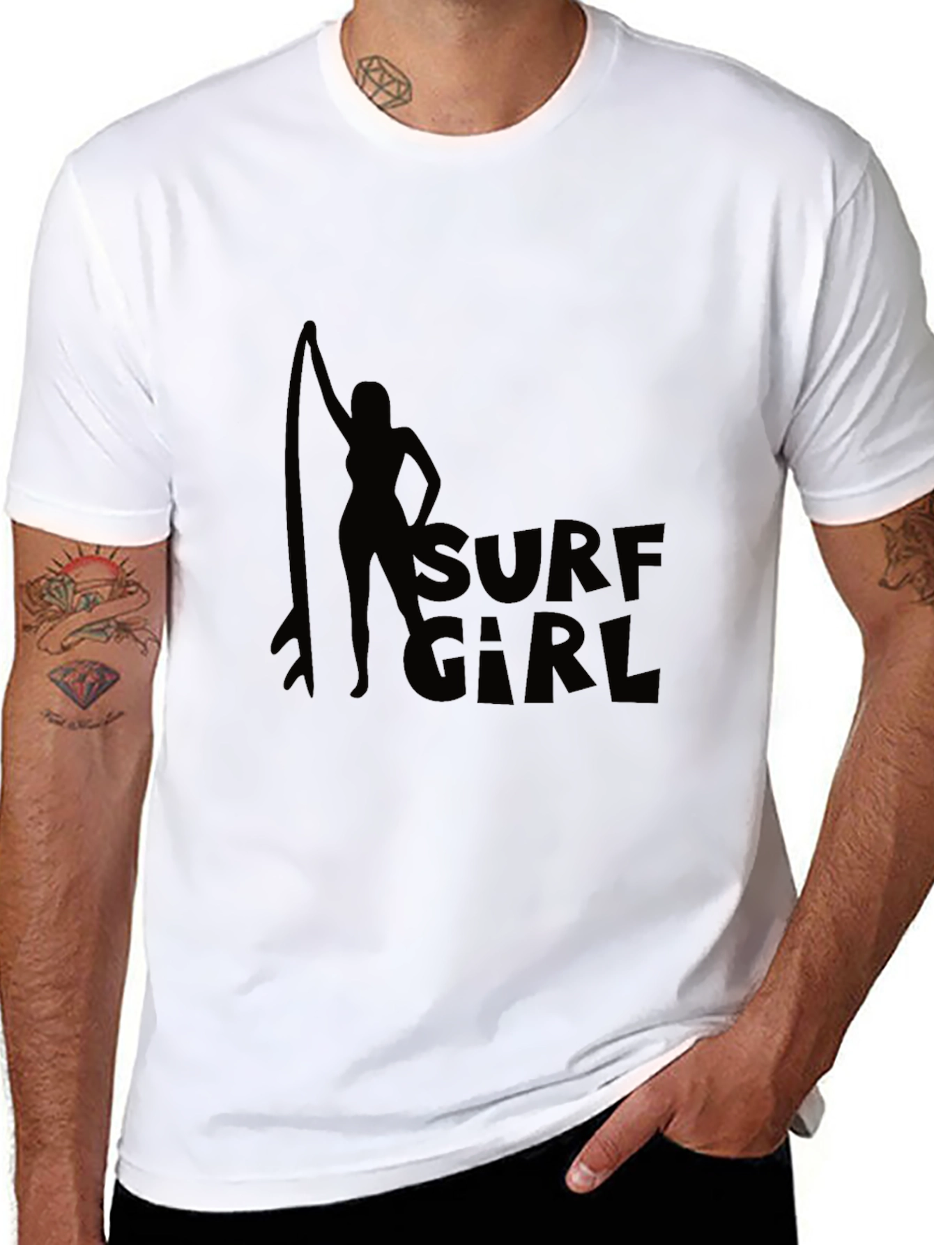 Surf Girl Black T-Shirt Graphic Tee