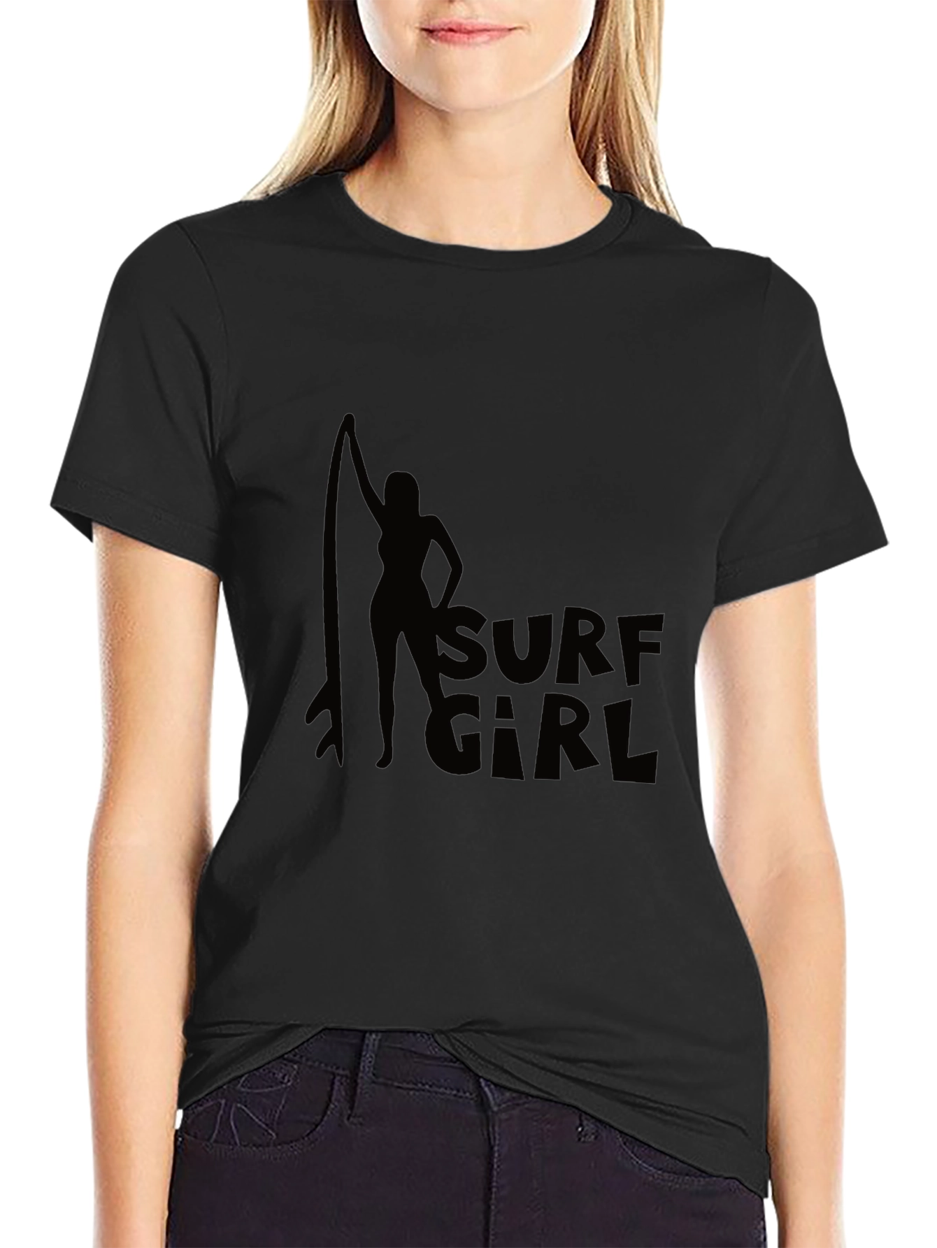 Surf Girl Black T-Shirt Graphic Tee