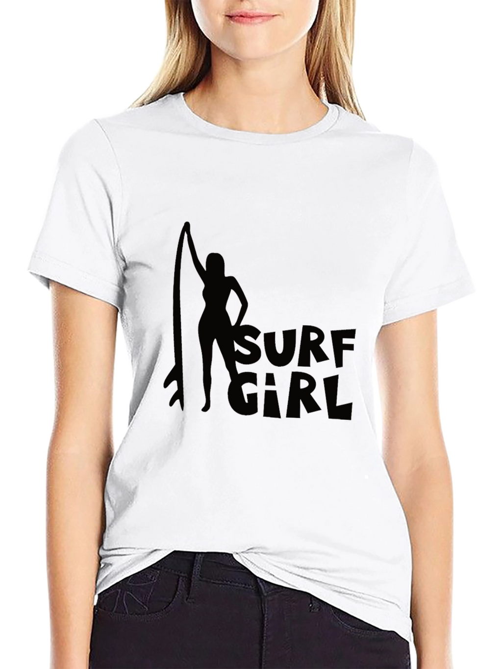 Surf Girl Black T-Shirt Graphic Tee