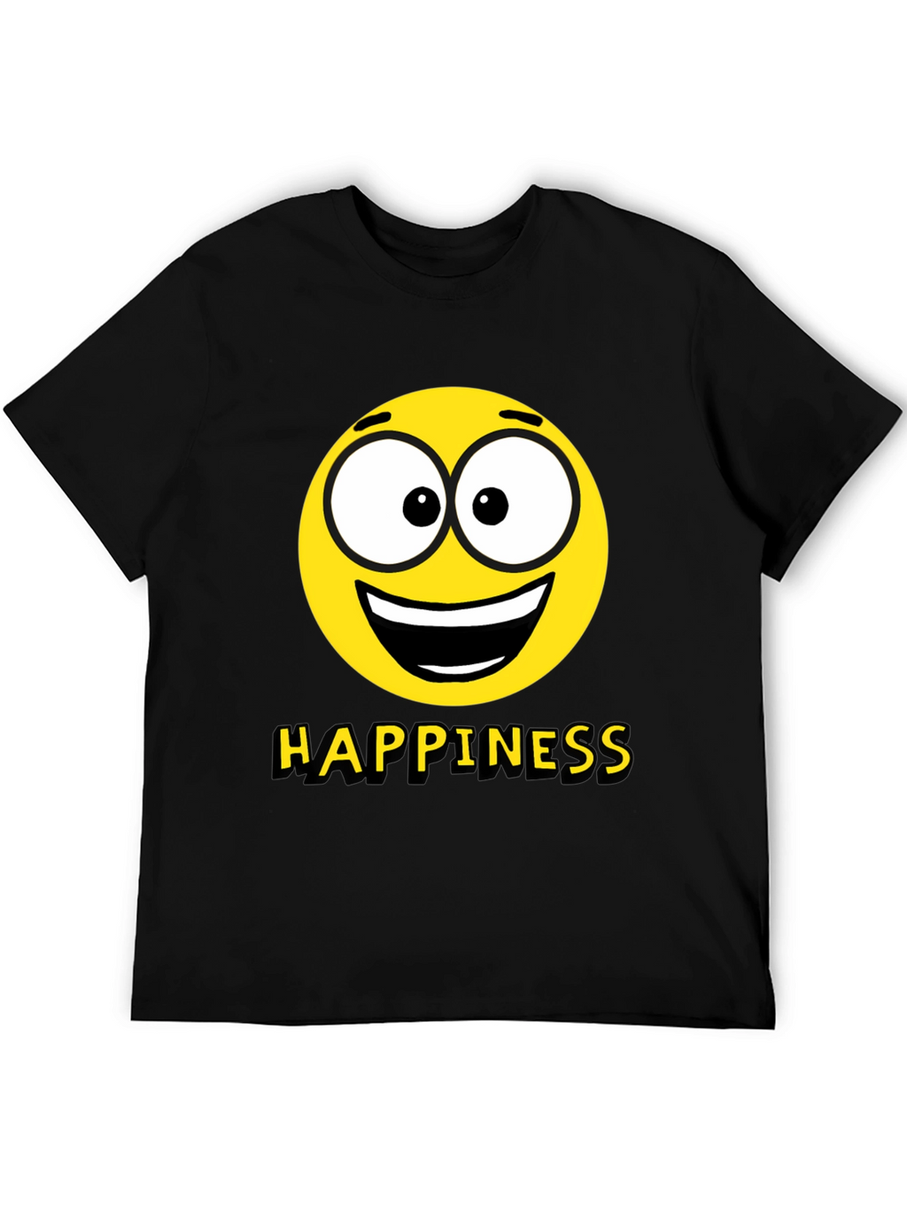 Happiness Emoji Graphic Print T-Shirt - Black