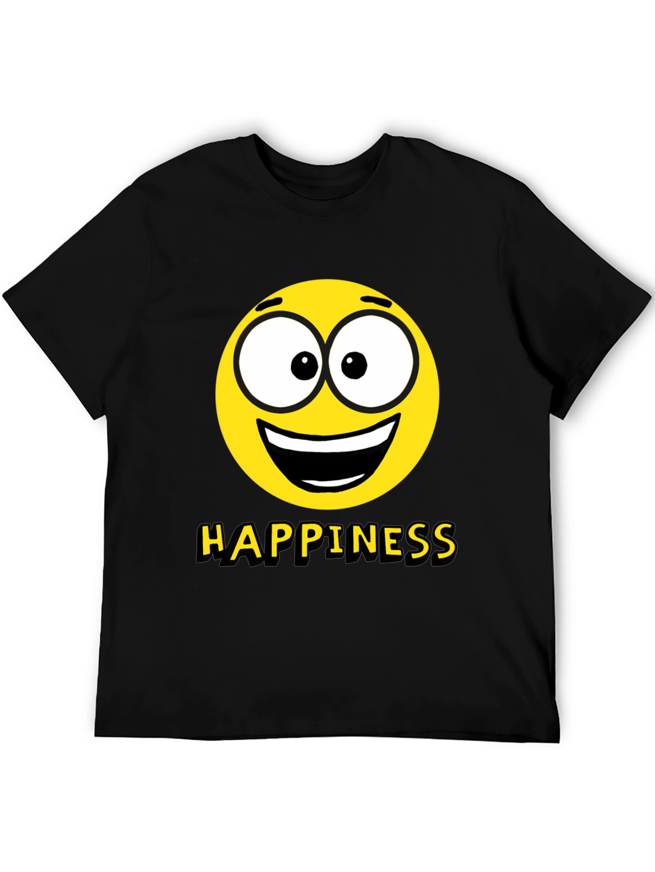 Happiness Emoji Graphic Print T-Shirt - Black