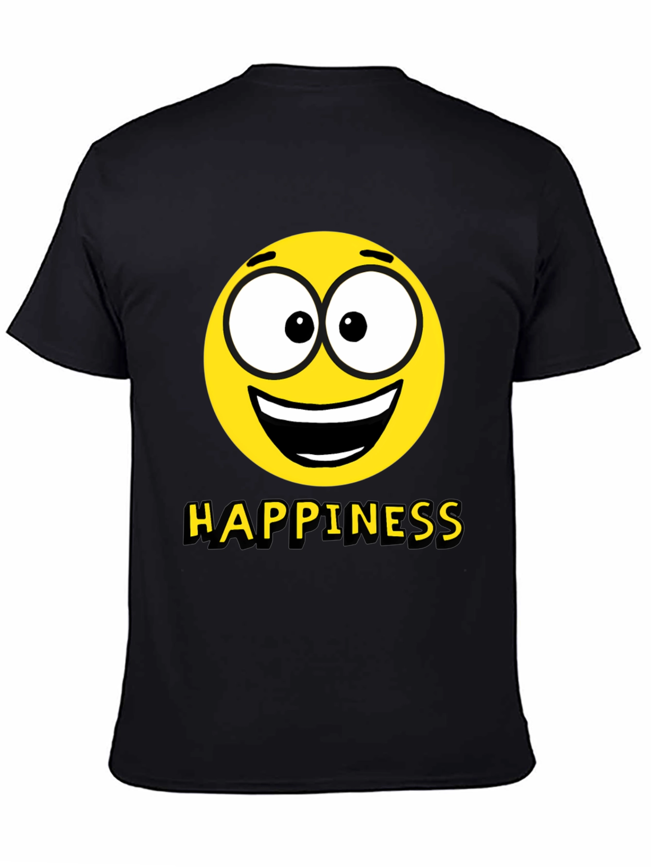 Happiness Emoji Graphic Print T-Shirt - Black