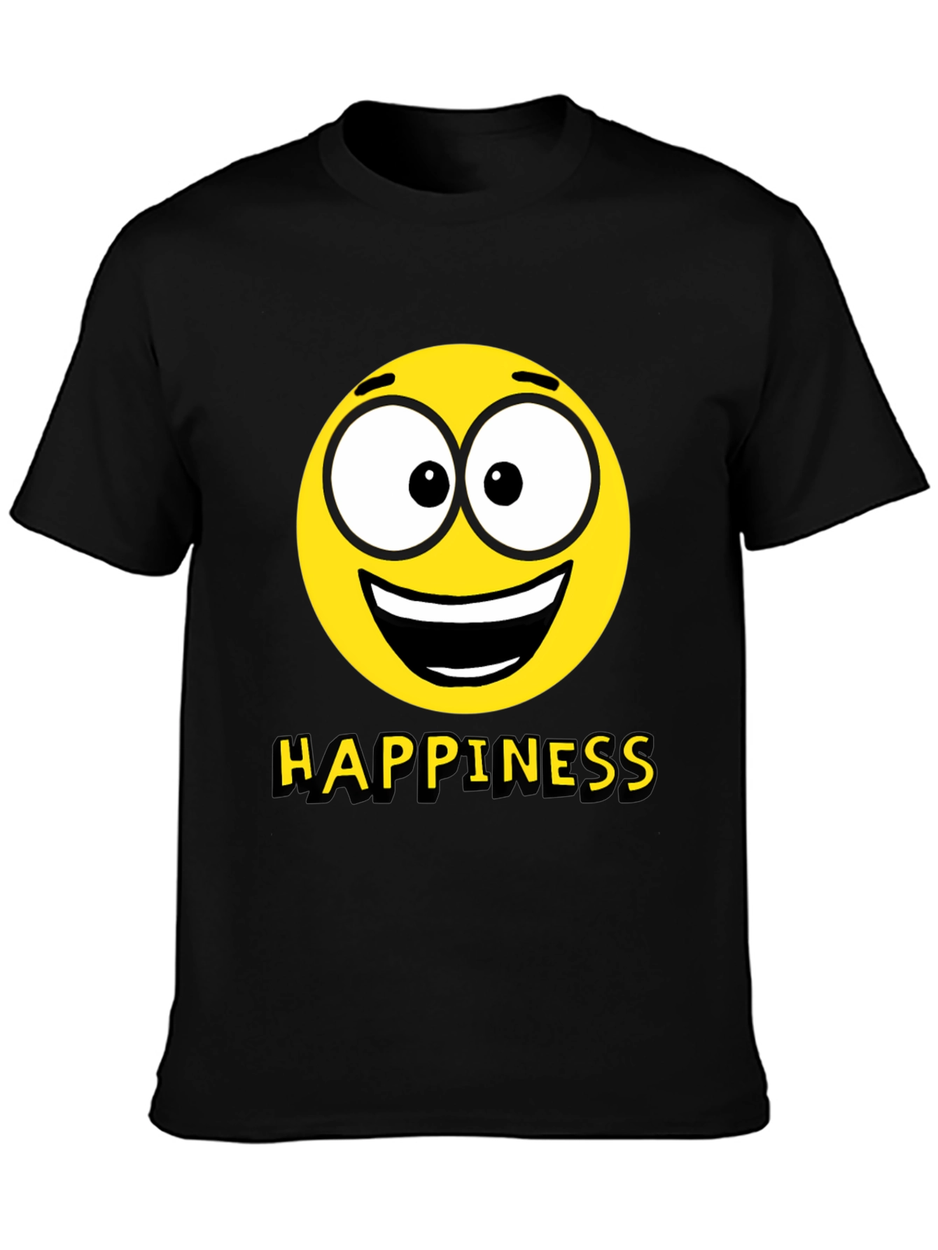 Happiness Emoji Graphic Print T-Shirt - Black