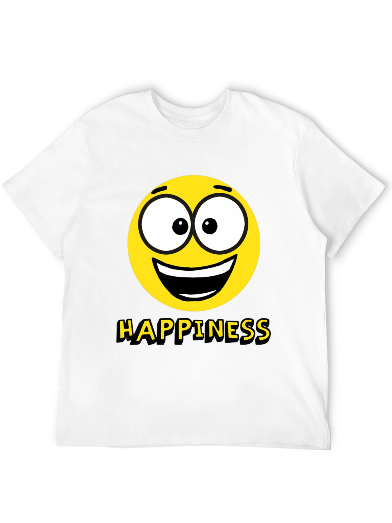 Happiness Emoji Graphic Print T-Shirt - Black