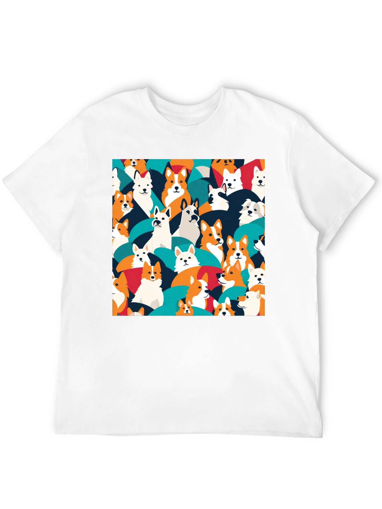 Dog Pattern T-Shirt - Casual Black Tee