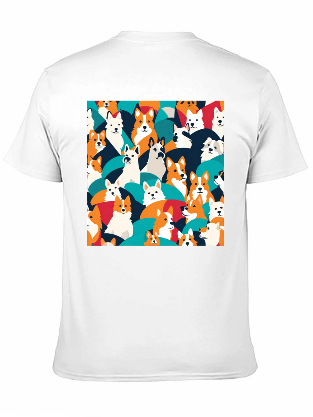 Dog Pattern T-Shirt - Casual Black Tee