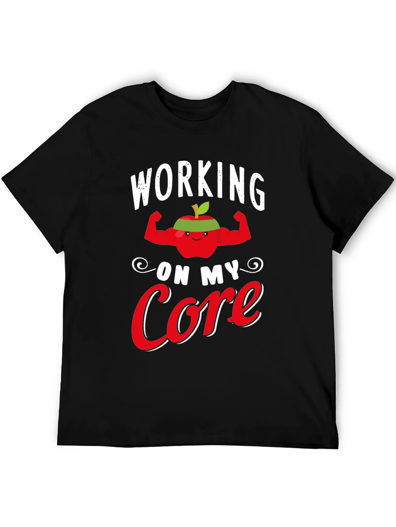 Working on My Core T-Shirt - Funny Gym Apple Tee