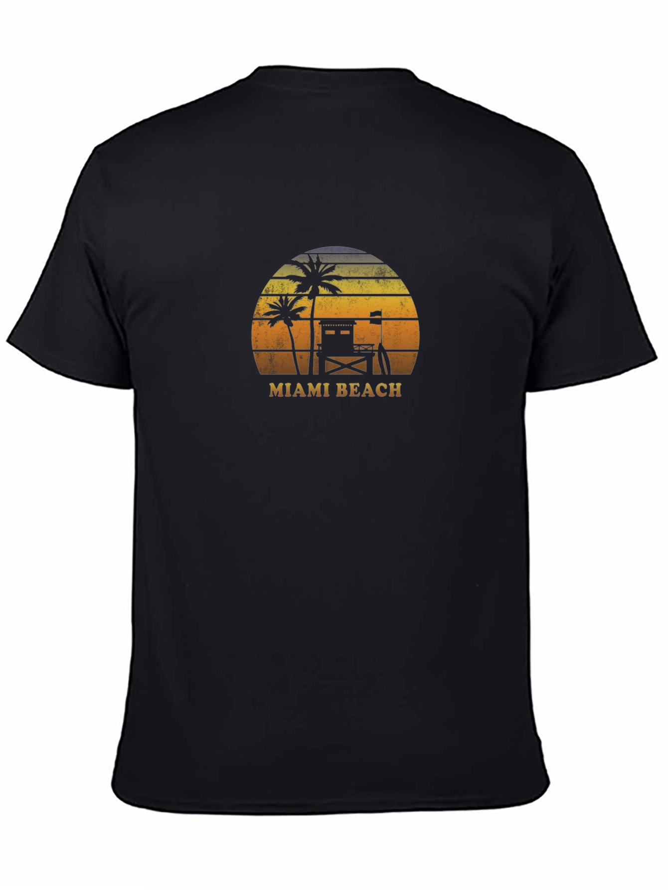 Retro Miami Beach Graphic T-Shirt - Palm Tree Sunset Tee