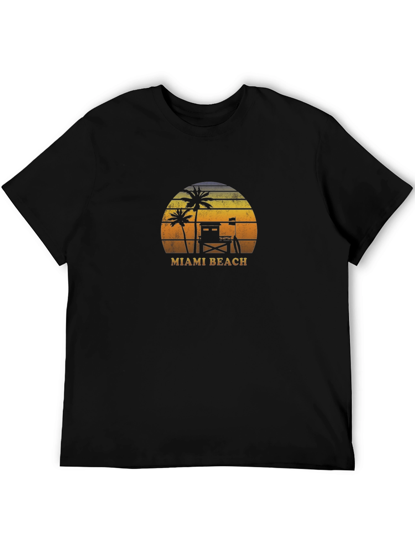 Retro Miami Beach Graphic T-Shirt - Palm Tree Sunset Tee
