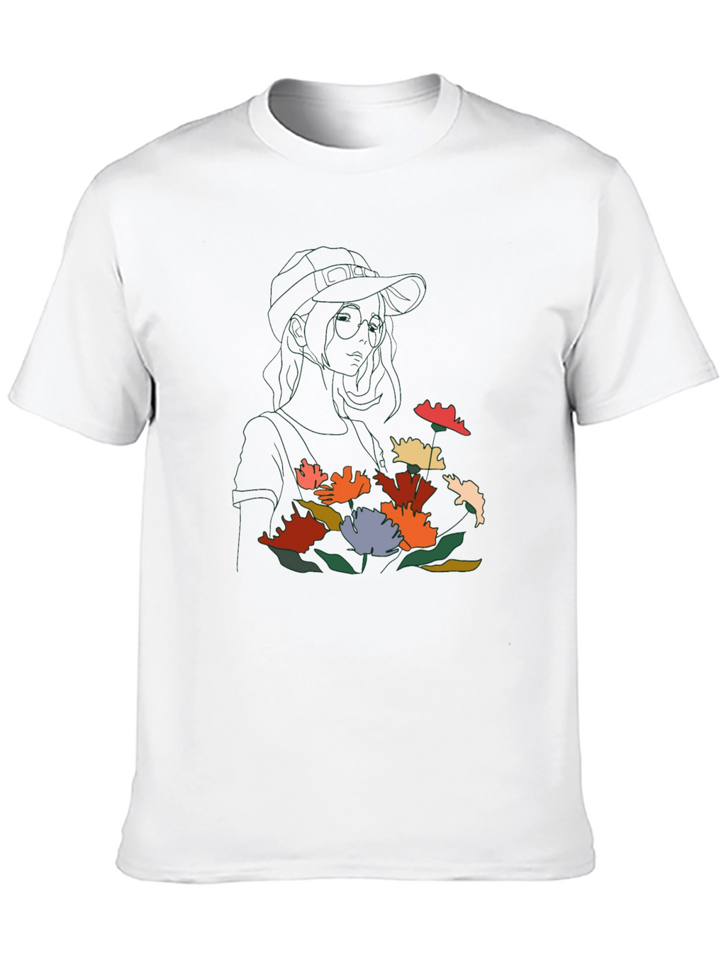 Floral Line Art Graphic Tee