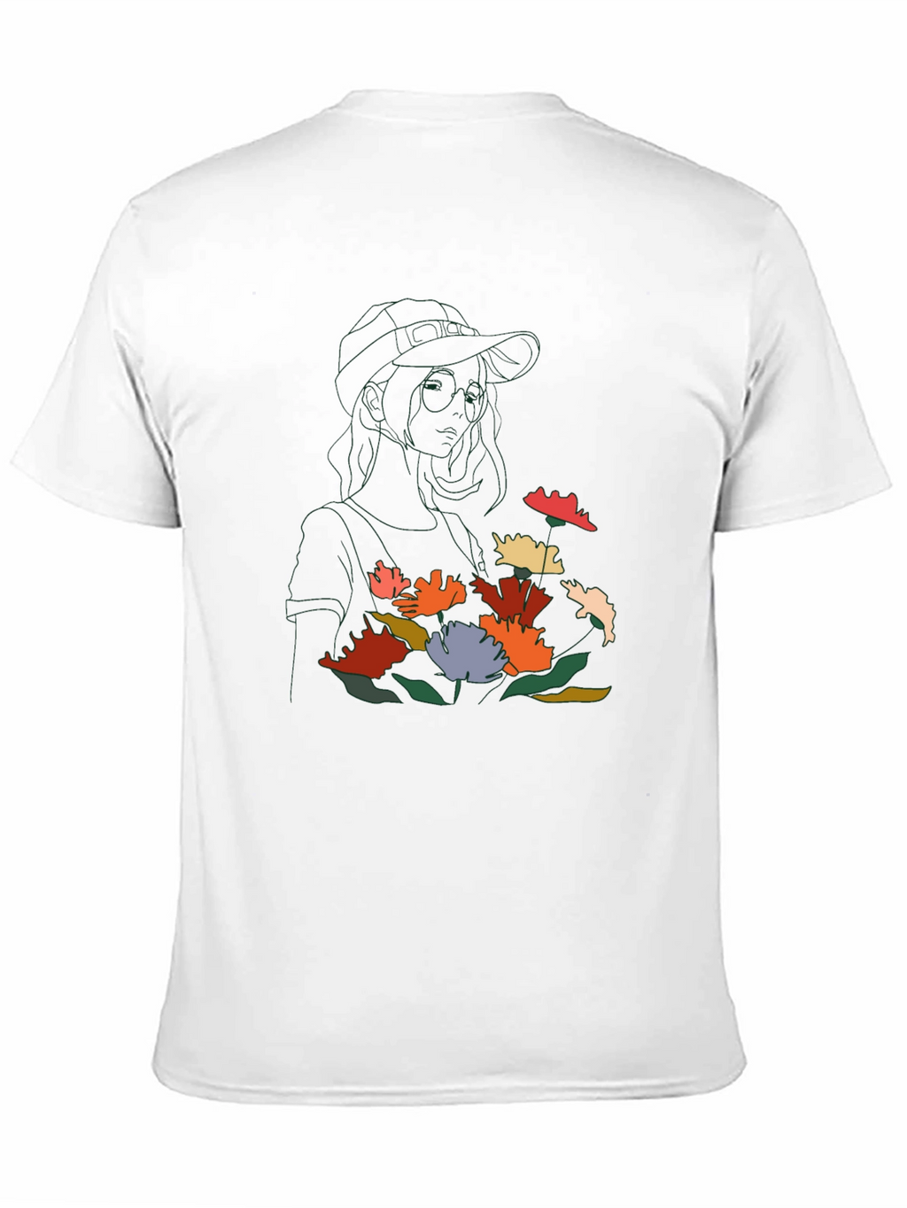 Floral Line Art Graphic Tee