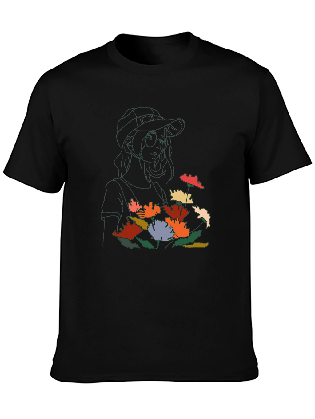 Floral Line Art Graphic Tee