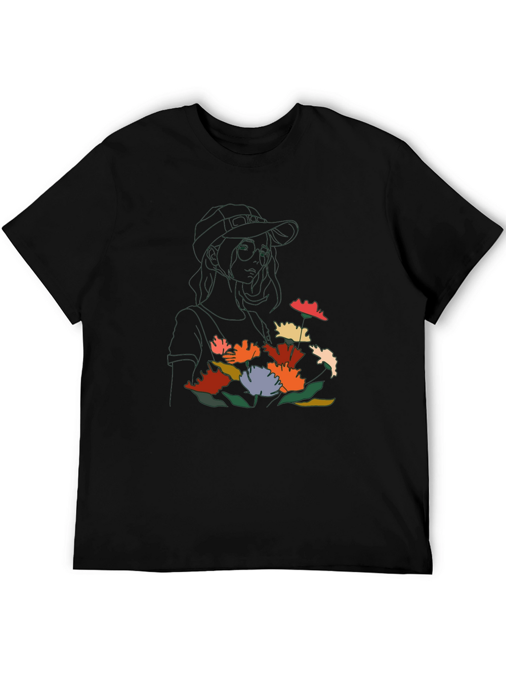 Floral Line Art Graphic Tee