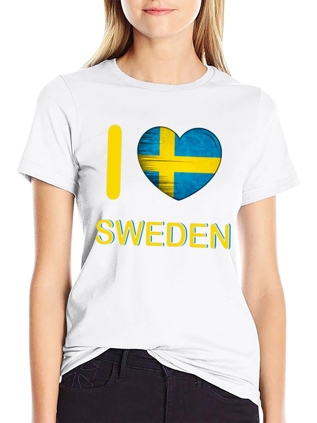 I Love Sweden T-Shirt - Black Crew Neck