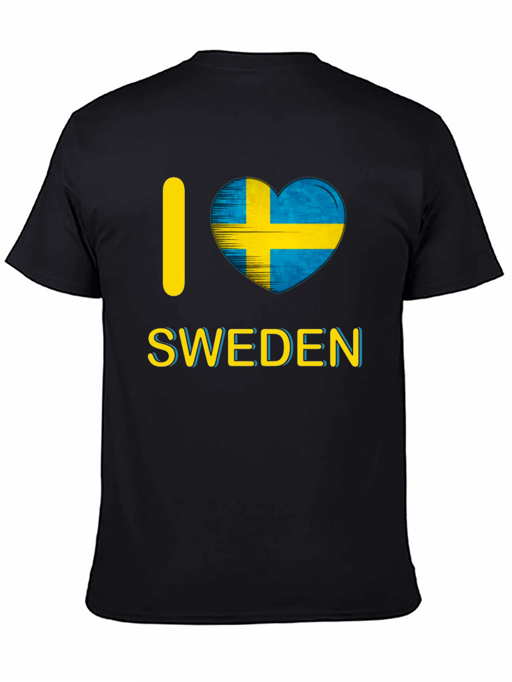 I Love Sweden T-Shirt - Black Crew Neck