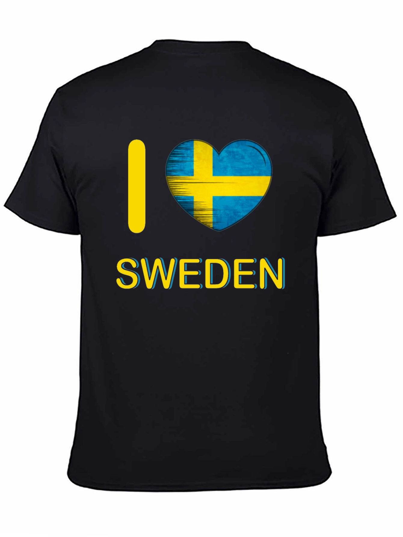 I Love Sweden T-Shirt - Black Crew Neck