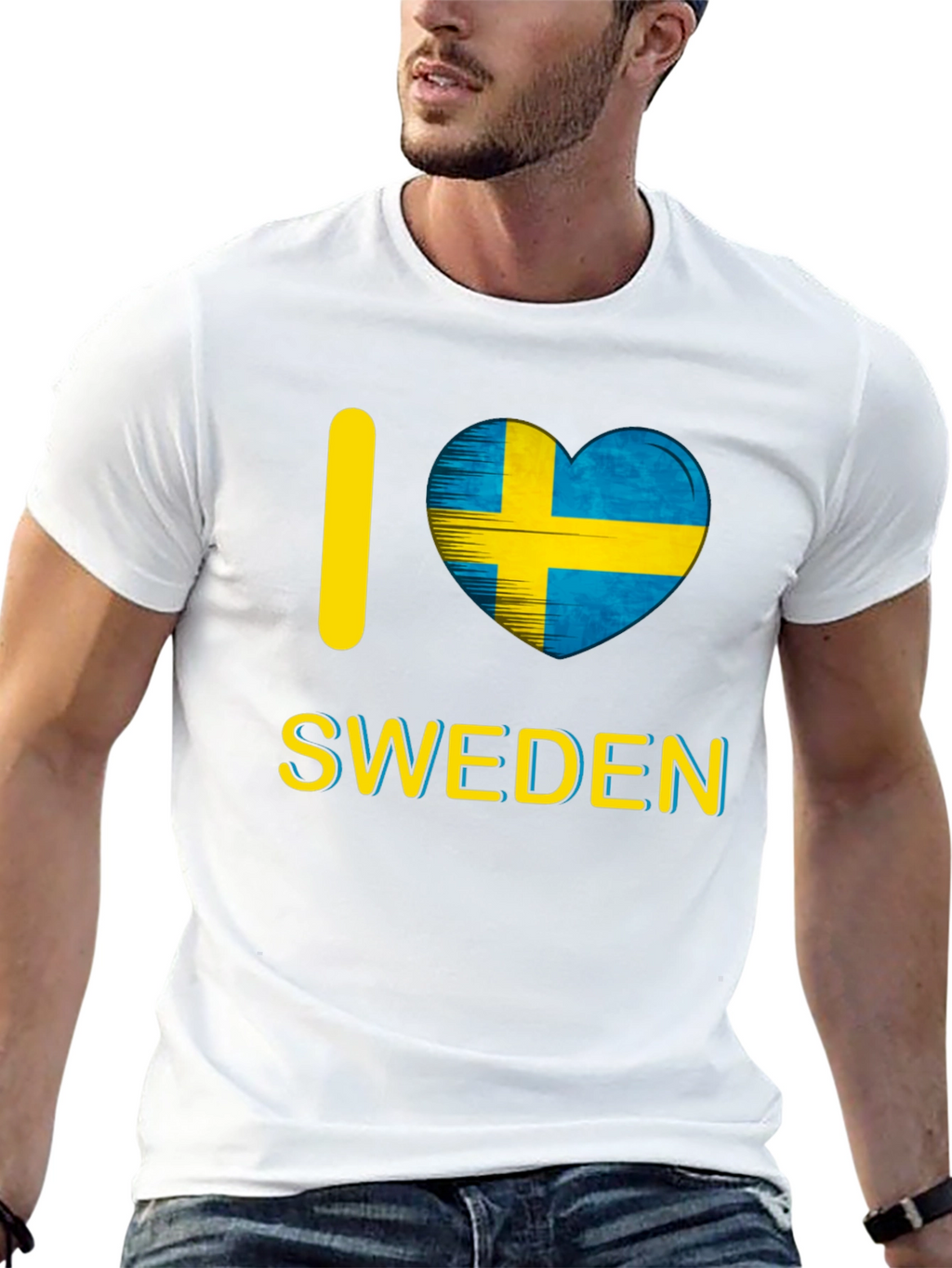 I Love Sweden T-Shirt - Black Crew Neck