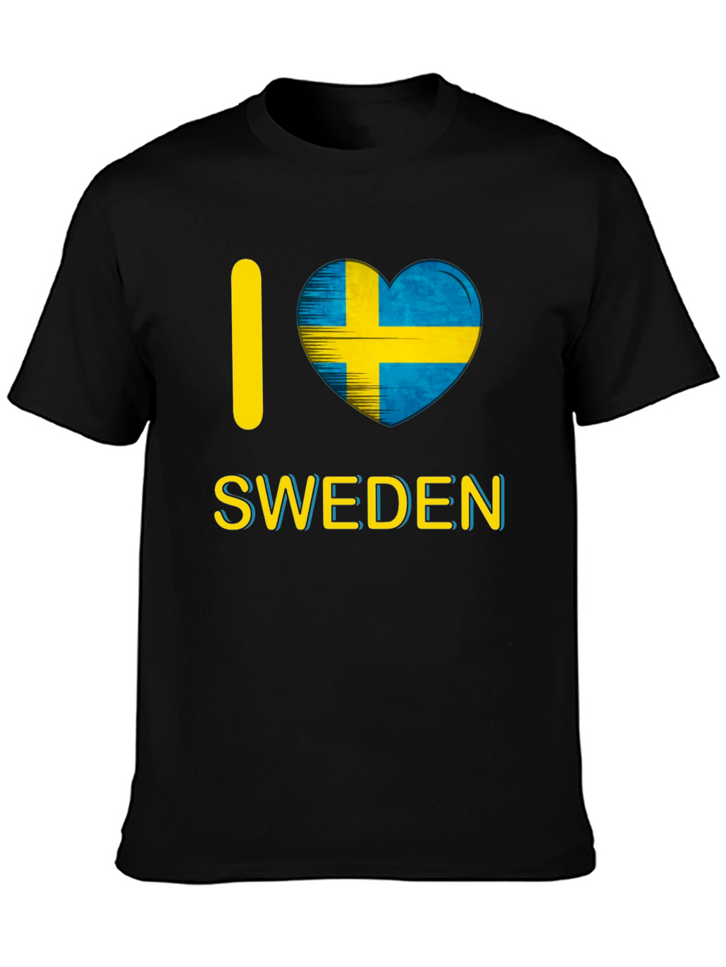 I Love Sweden T-Shirt - Black Crew Neck