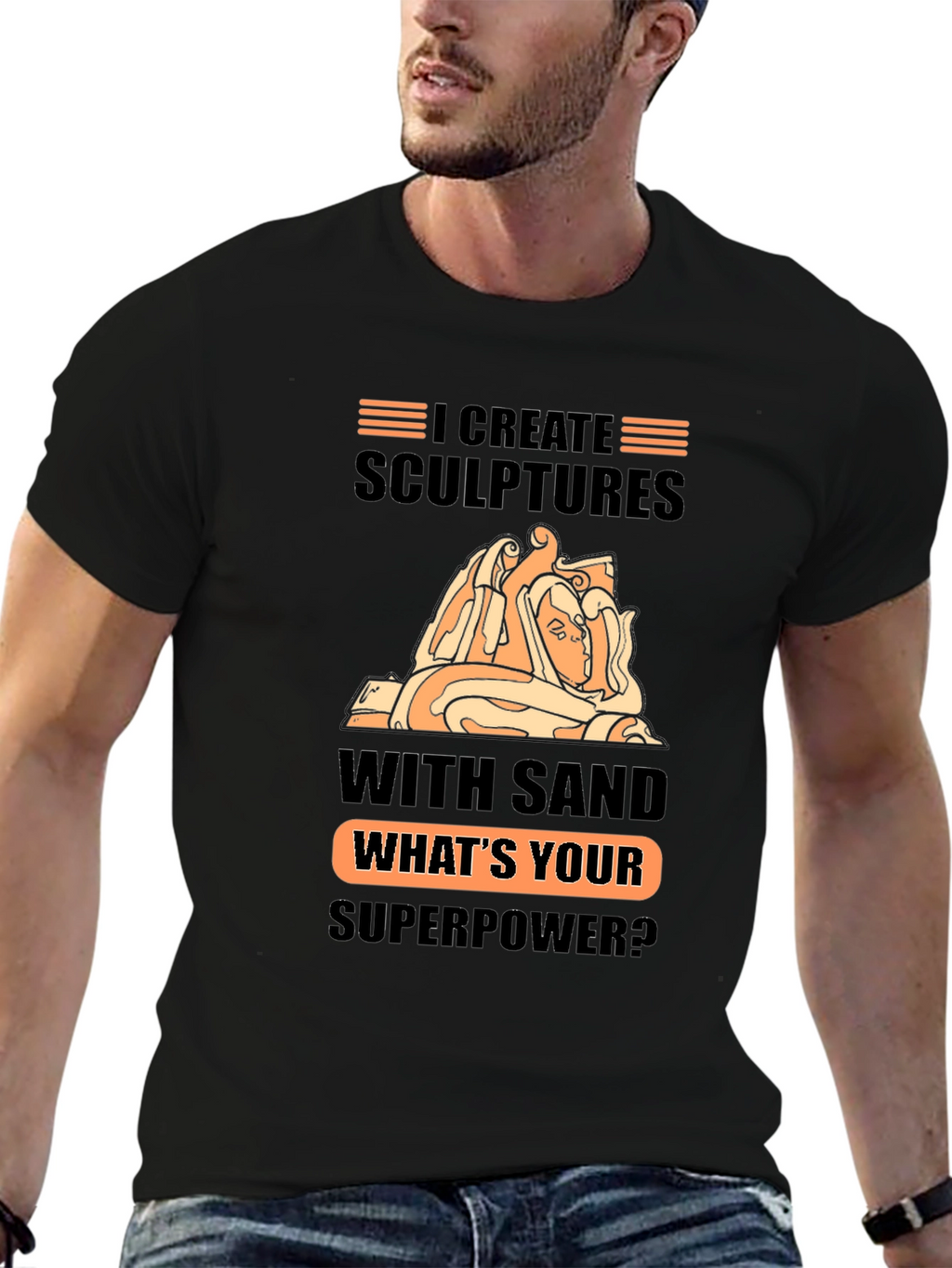 Sand Sculptor Superpower Black T-Shirt