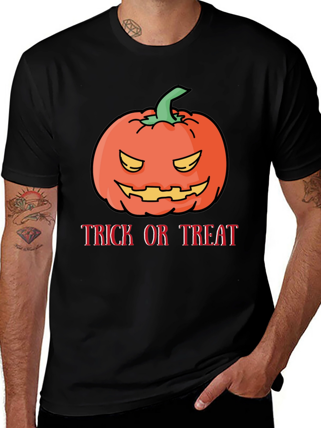 Halloween Pumpkin Trick or Treat Black T-Shirt