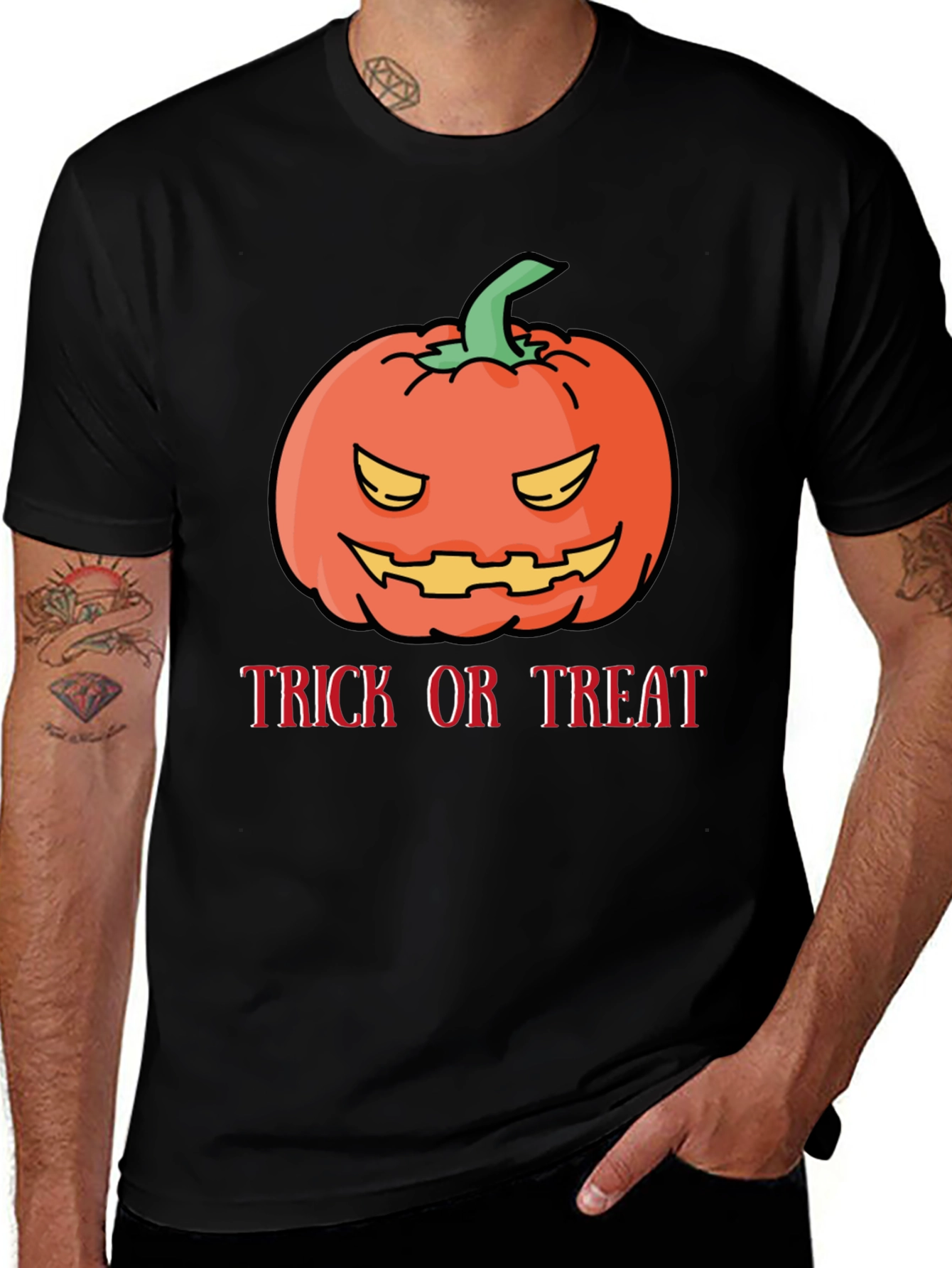 Halloween Pumpkin Trick or Treat Black T-Shirt