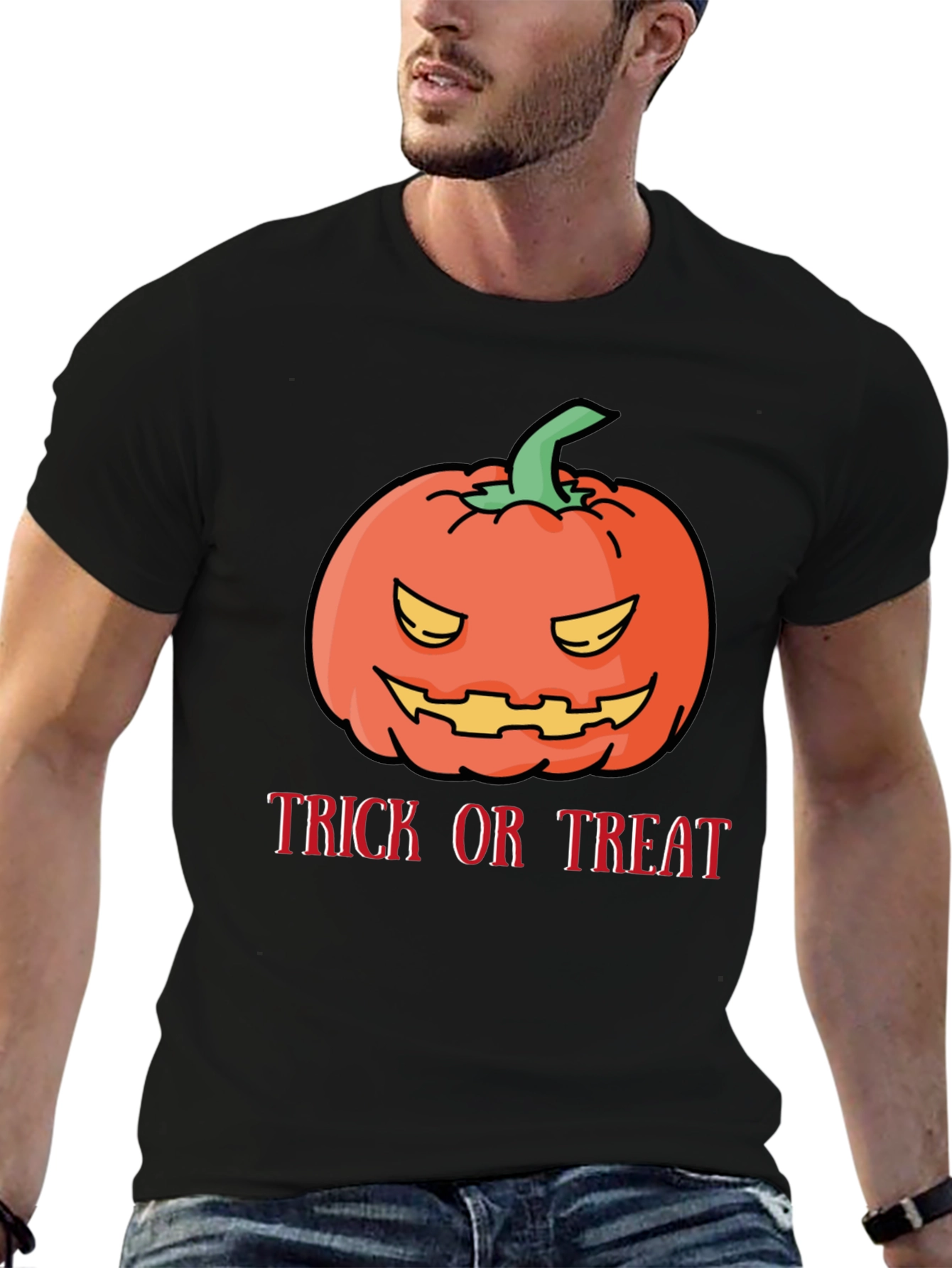 Halloween Pumpkin Trick or Treat Black T-Shirt