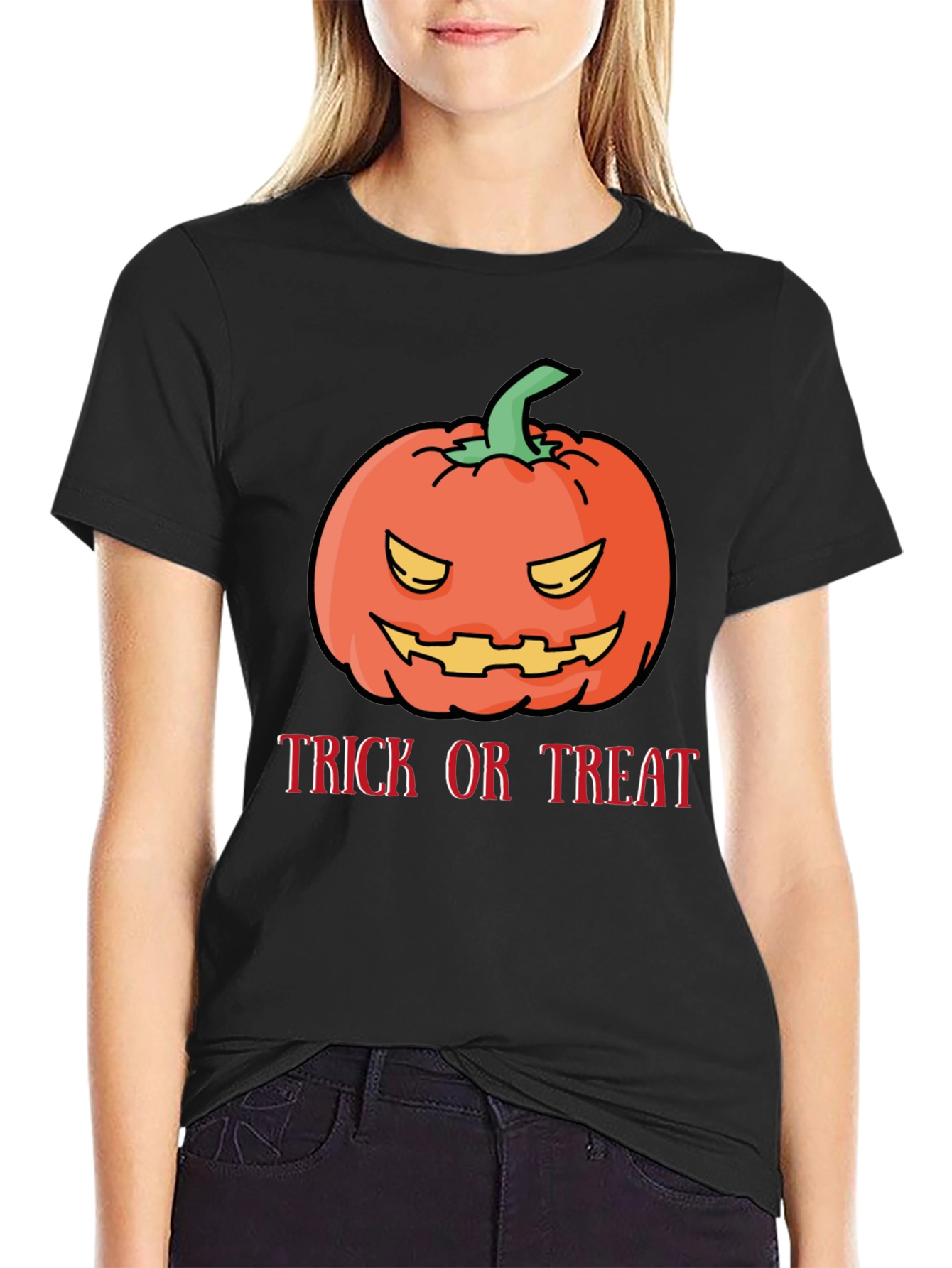 Halloween Pumpkin Trick or Treat Black T-Shirt
