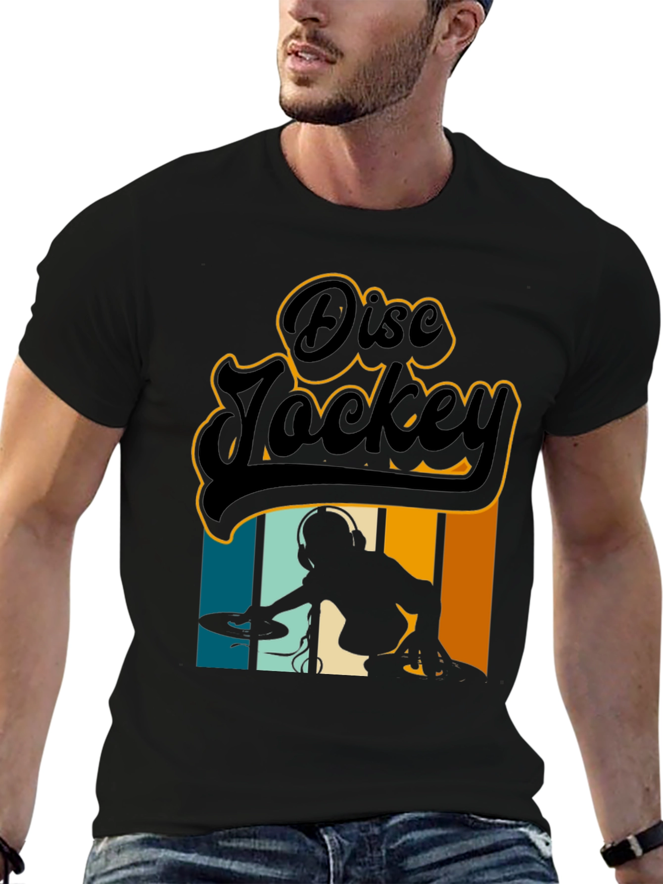 Retro Disc Jockey Black T-Shirt