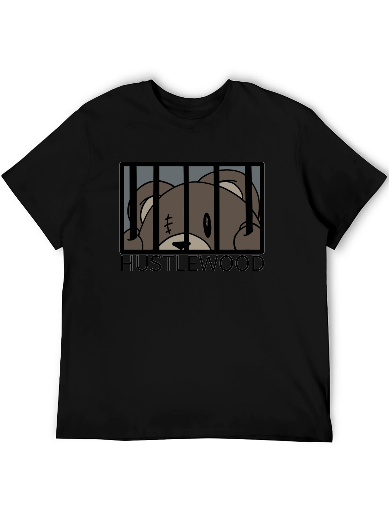 Hustlewood Bear Behind Bars Graphic Tee