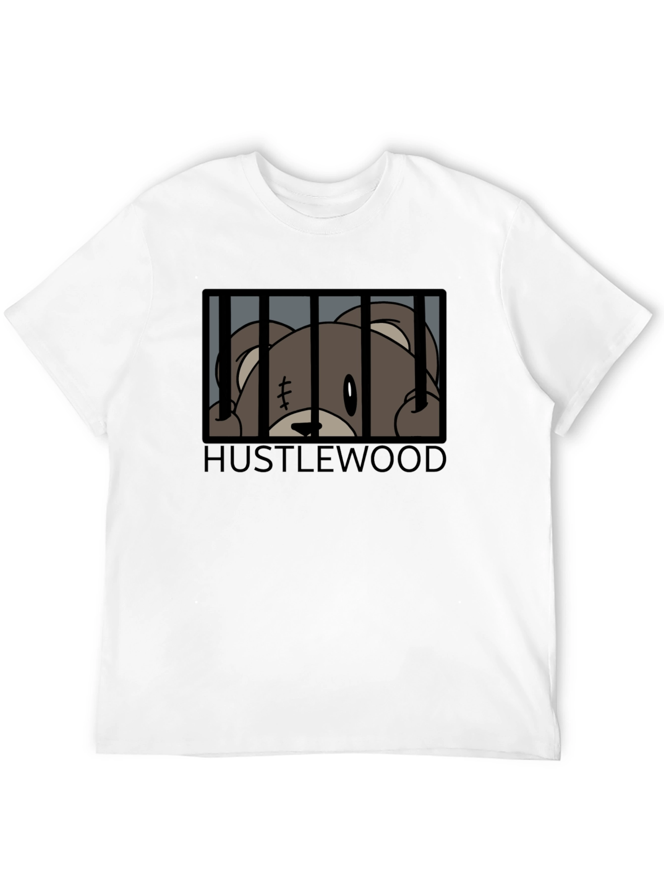 Hustlewood Bear Behind Bars Graphic Tee