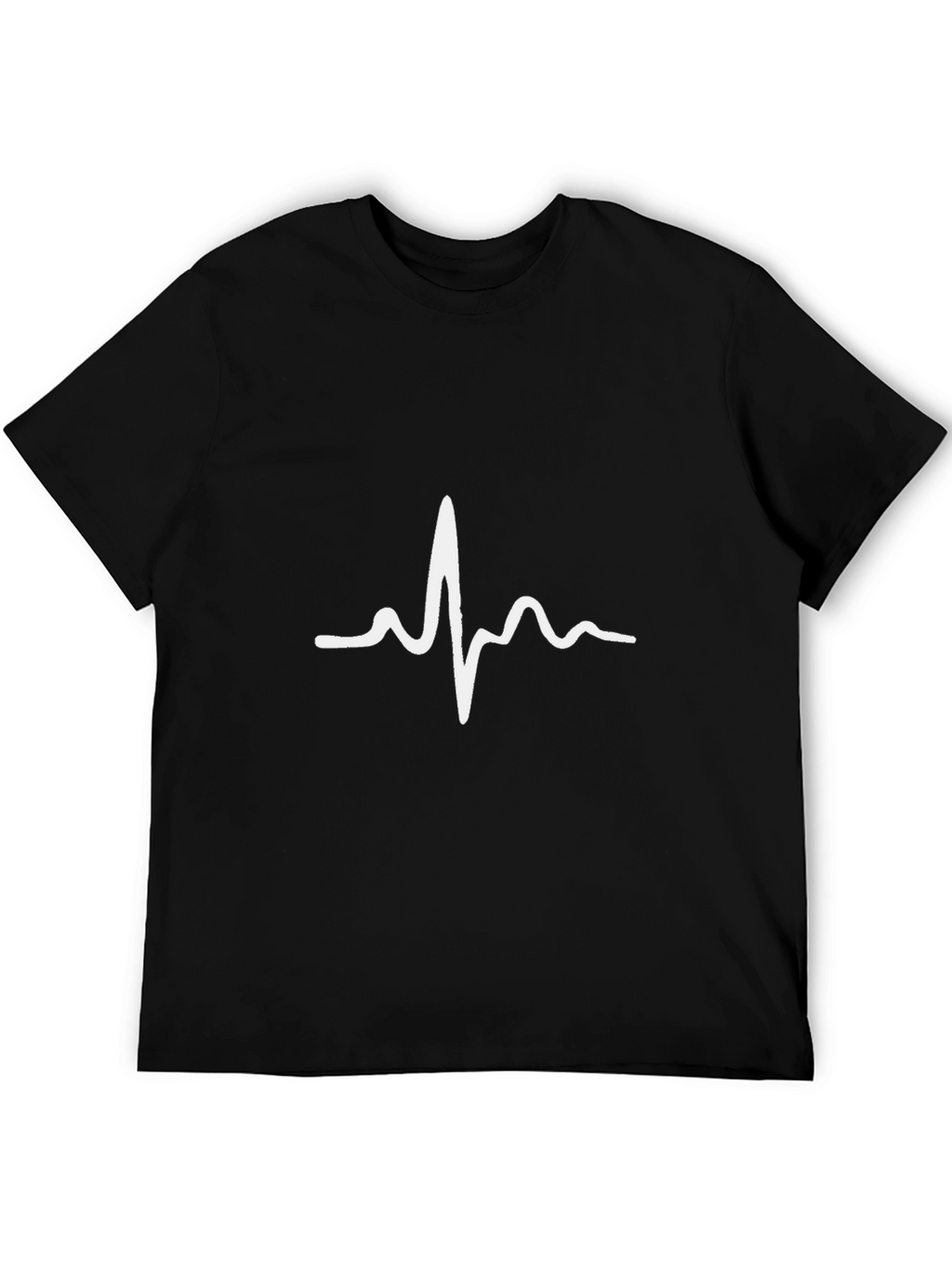 Black T-Shirt with White Heartbeat Graphic