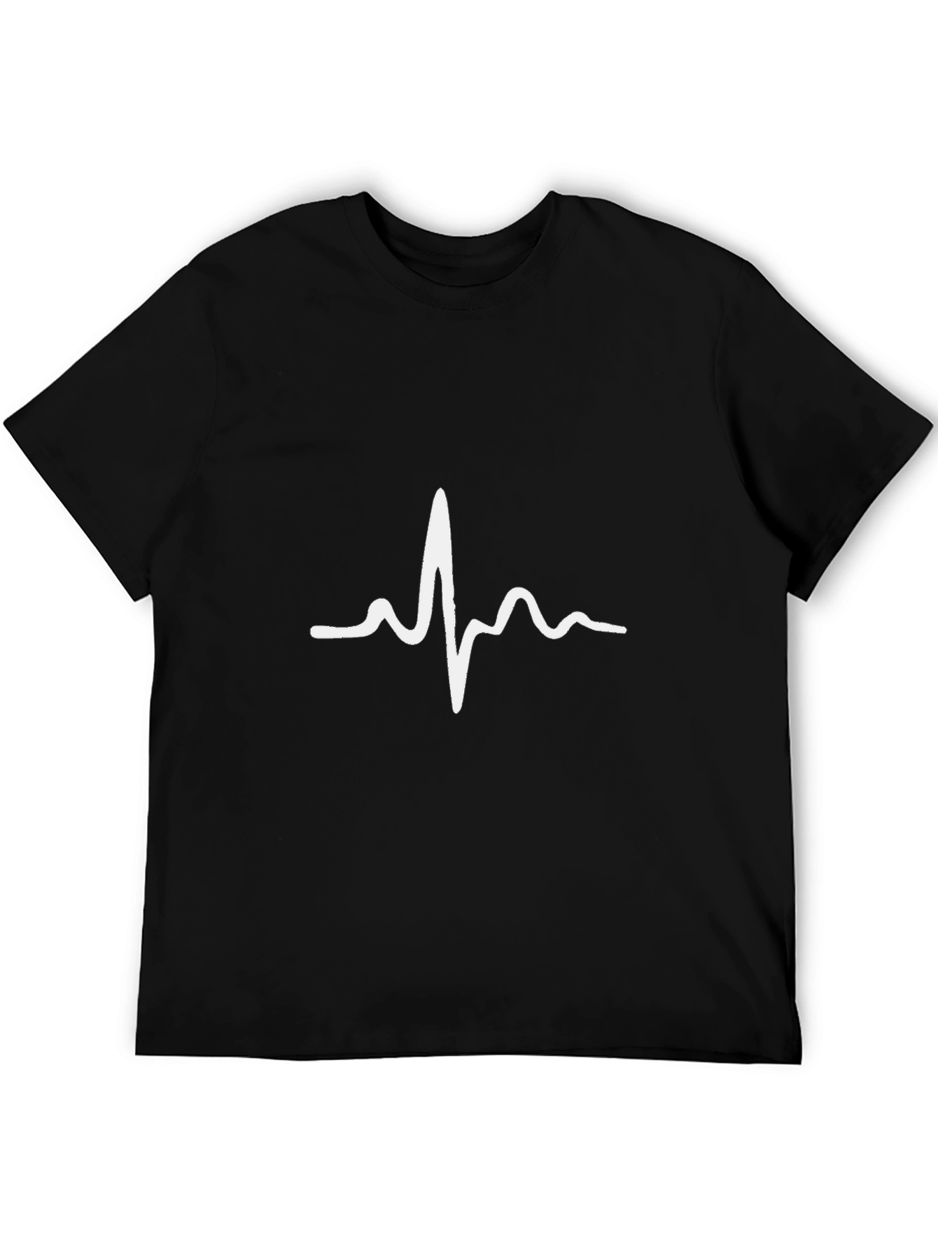 Black T-Shirt with White Heartbeat Graphic