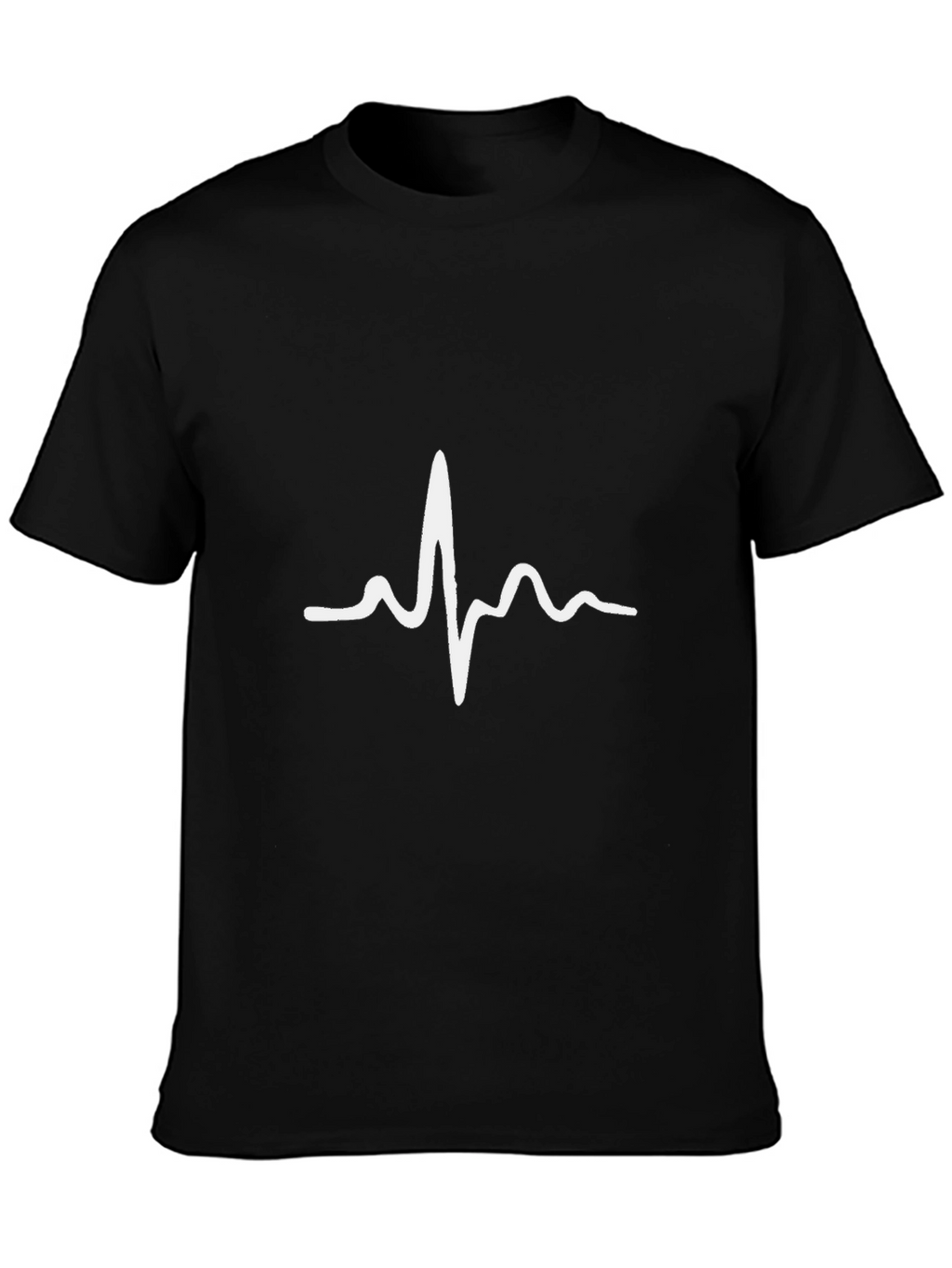 Black T-Shirt with White Heartbeat Graphic