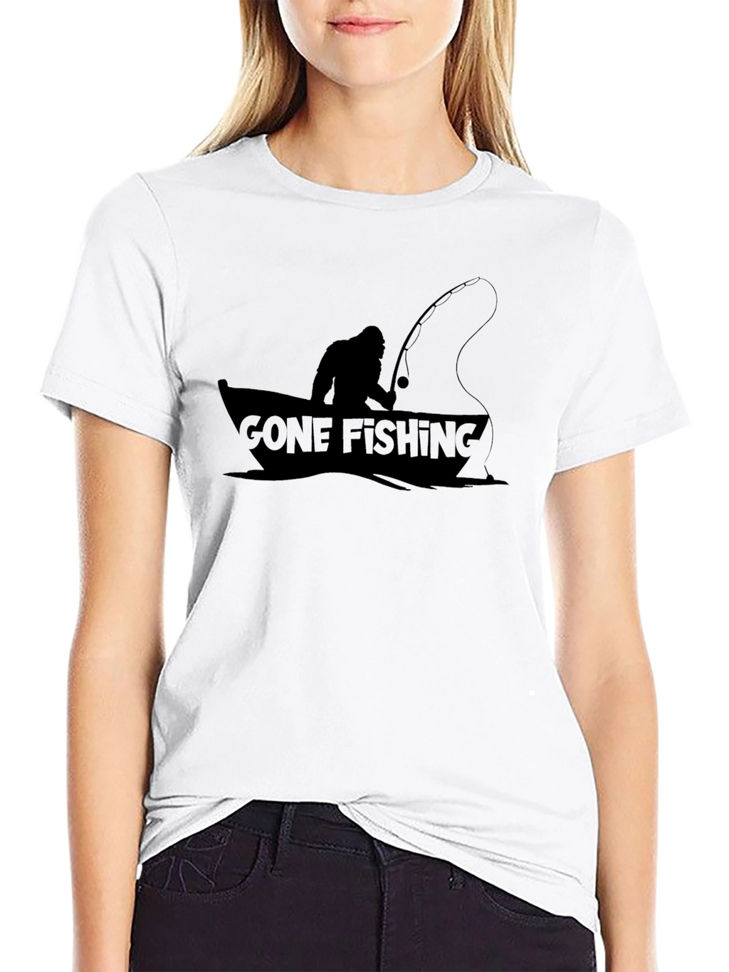 Gone Fishing Sasquatch Graphic Tee