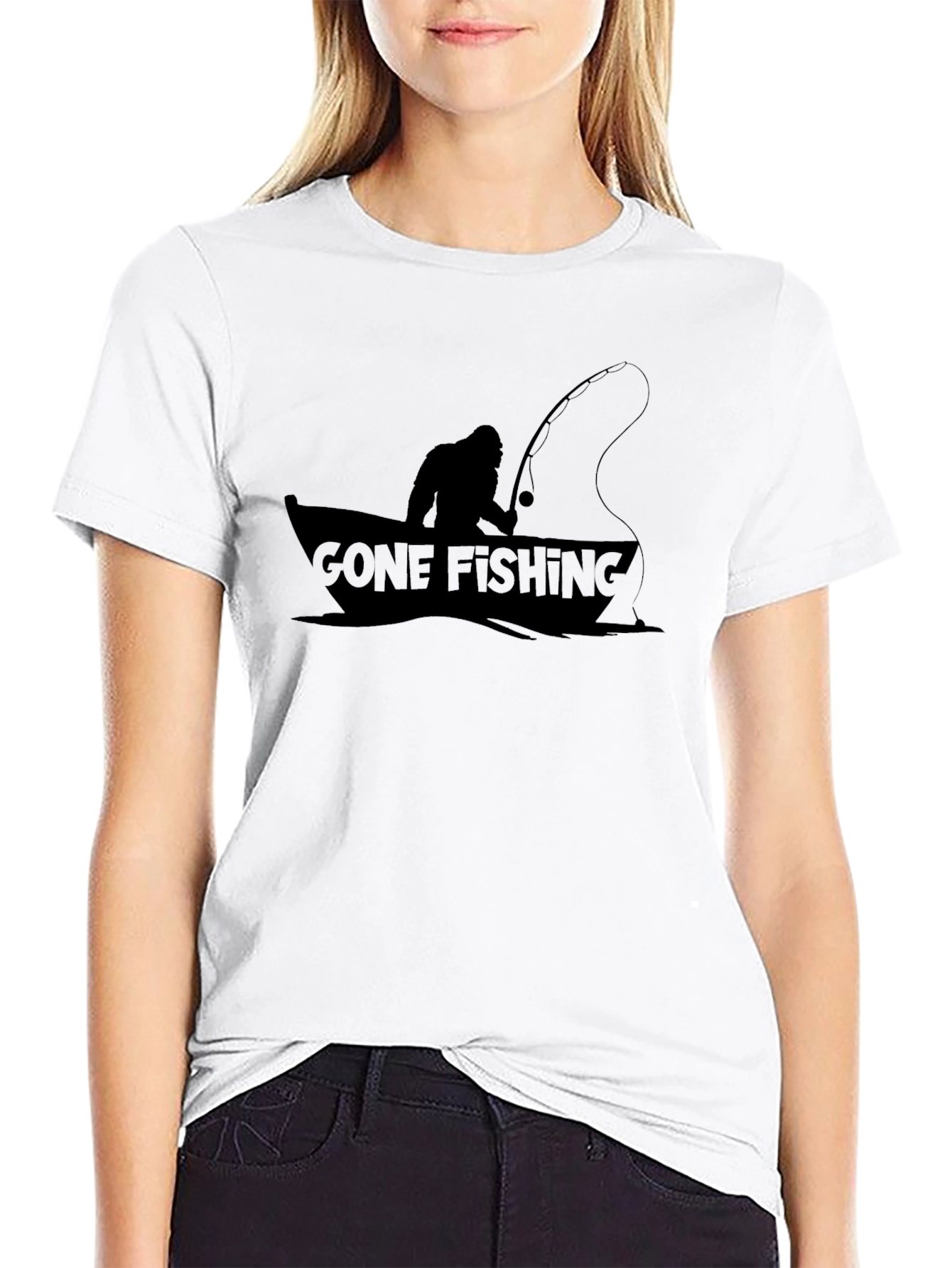 Gone Fishing Sasquatch Graphic Tee