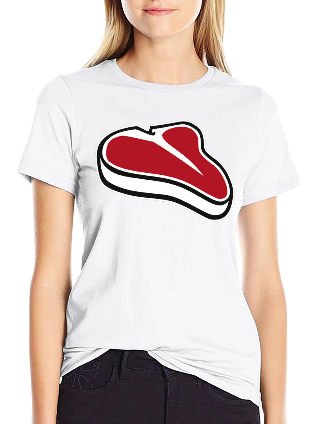 Steak Graphic Tee - Black Cotton Comfort