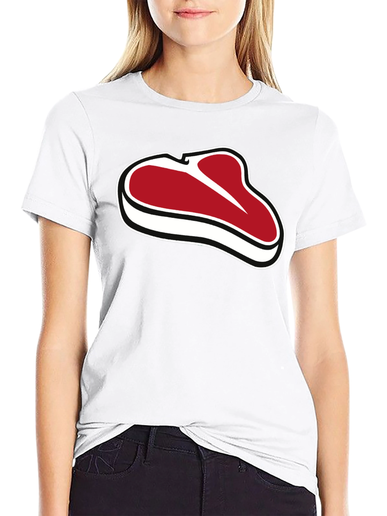 Steak Graphic Tee - Black Cotton Comfort
