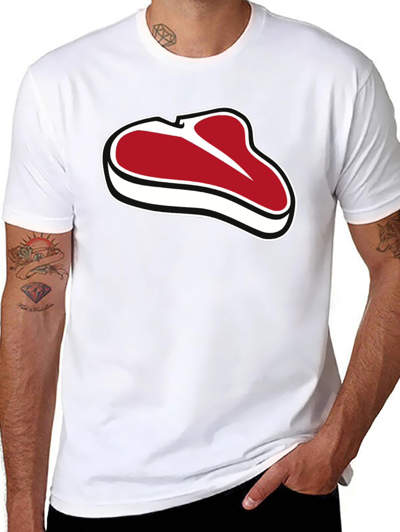 Steak Graphic Tee - Black Cotton Comfort