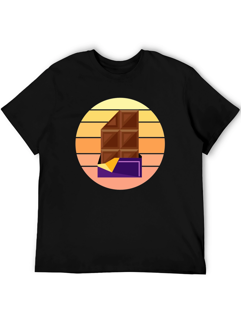 Chocolate Bar Graphic Tee - Retro Sunset Style