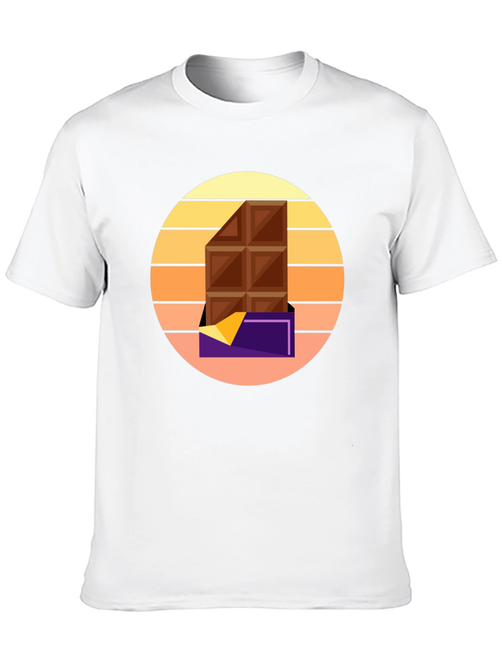 Chocolate Bar Graphic Tee - Retro Sunset Style